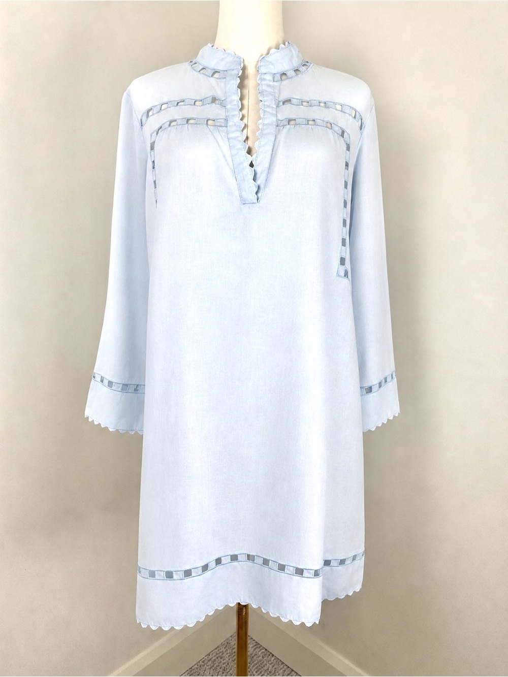 Tuckernuck 100% Linen Light Blue Midi Shift Dress Resort Vacation Summer